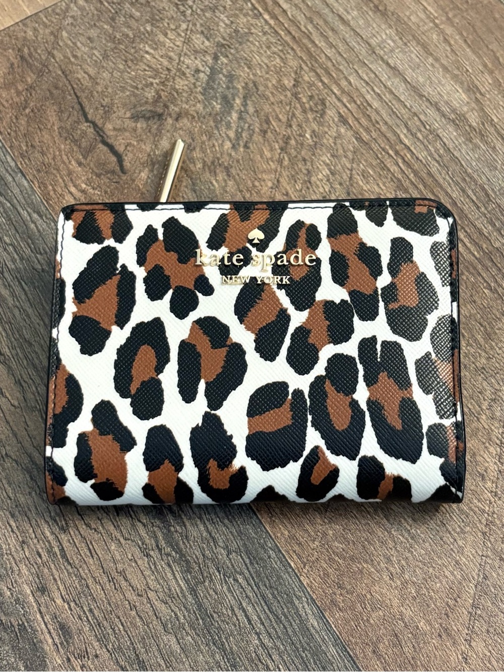 kate spade Leopard Print Compact Wallet - Brown/Black/White